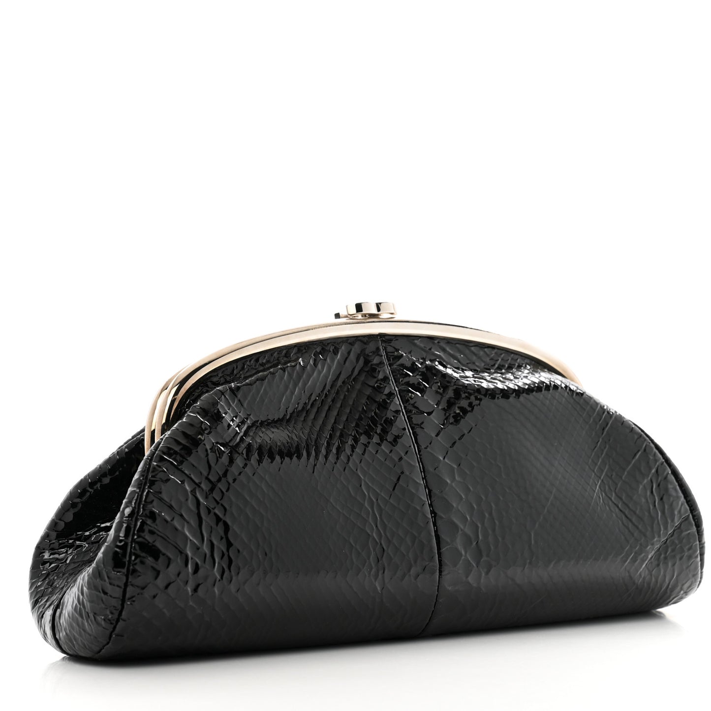 Glazed Snakeskin Timeless Clutch Black