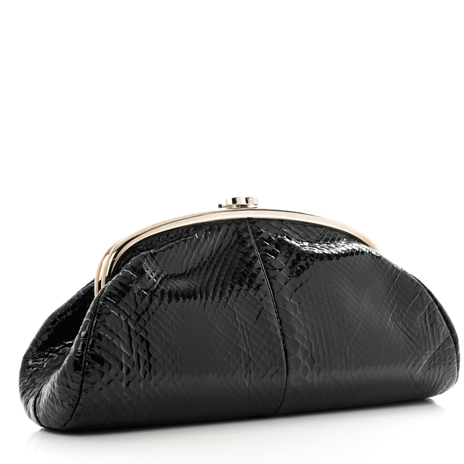 Chanel Glazed Snakeskin Timeless Clutch Black 3 of 10