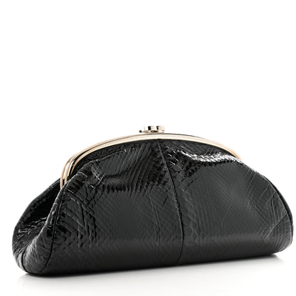 Chanel Glazed Snakeskin Timeless Clutch Black 3 of 10