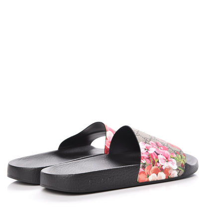 Gucci GG Supreme Monogram Blooms Slide Sandals 41 Beige Multicolor 4 of 9