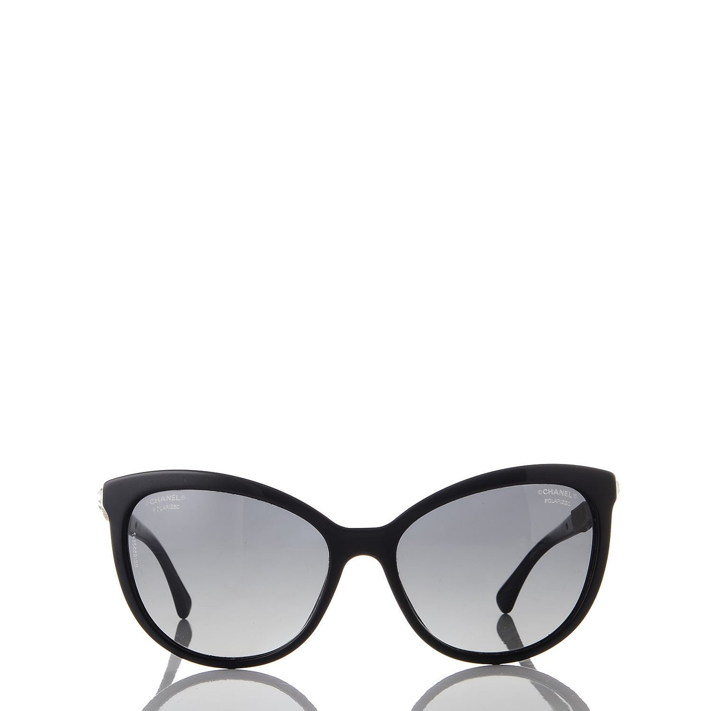 Crystal Baguette Polarized Cat Eye Bijou Sunglasses 5307-B Black