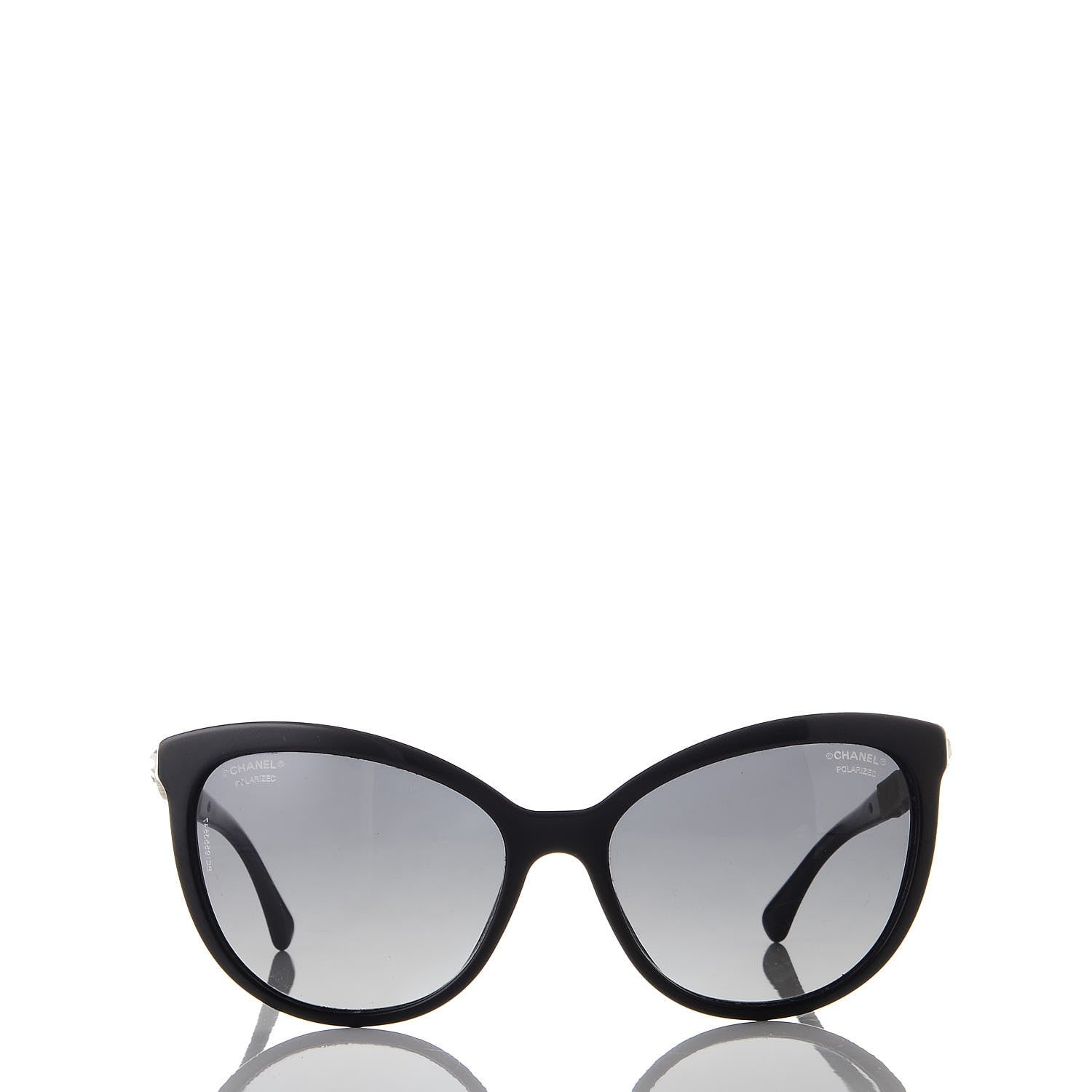 Chanel Crystal Baguette Polarized Cat Eye Bijou Sunglasses 5307-B Black 2 of 8