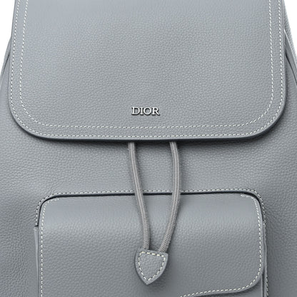 Christian Dior Grained Calfskin Saddle Drawstring Backpack Deep Grey 8 of 10