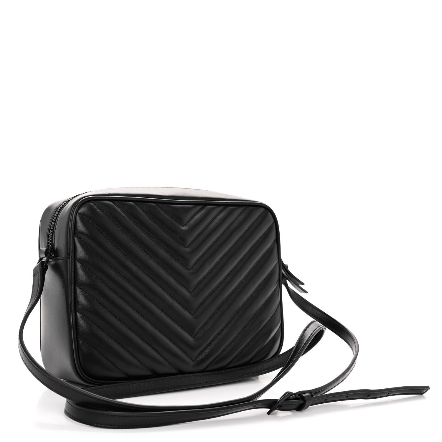 Saint Laurent Calfskin Matelasse Monogram Monochrome Lou Camera Bag Black 3 of 9
