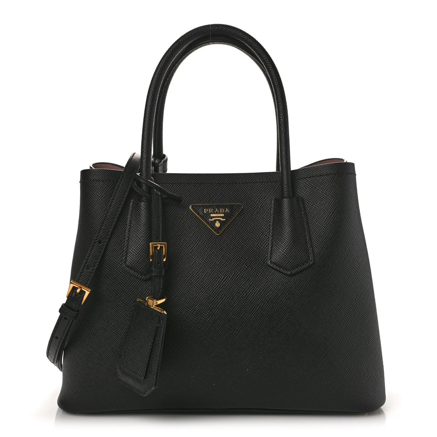 Saffiano Cuir Small Double Bag Black Mughetto