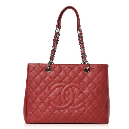 Chanel Caviar Quilted Grand Shopping Tote GST Red 1 of 9