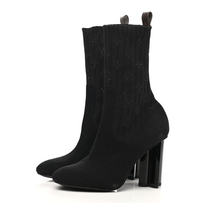 Louis Vuitton Monogram Stretch Fabric Silhouette Ankle Boots 36 Black 3 of 11