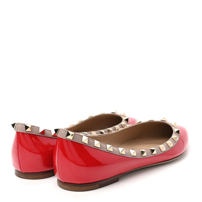 Valentino Garavani Patent Nappa Rockstud Ballerina Flats 37.5 Rouge Pur Poudre 4 of 9
