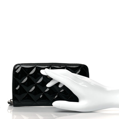 Chanel Patent Quilted Small Zip Around Wallet Black 2 of 10