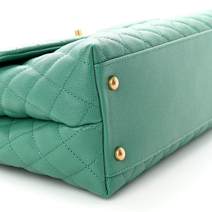 Chanel Caviar Quilted Medium Coco Lizard Embossed Handle Flap Green 9 of 11