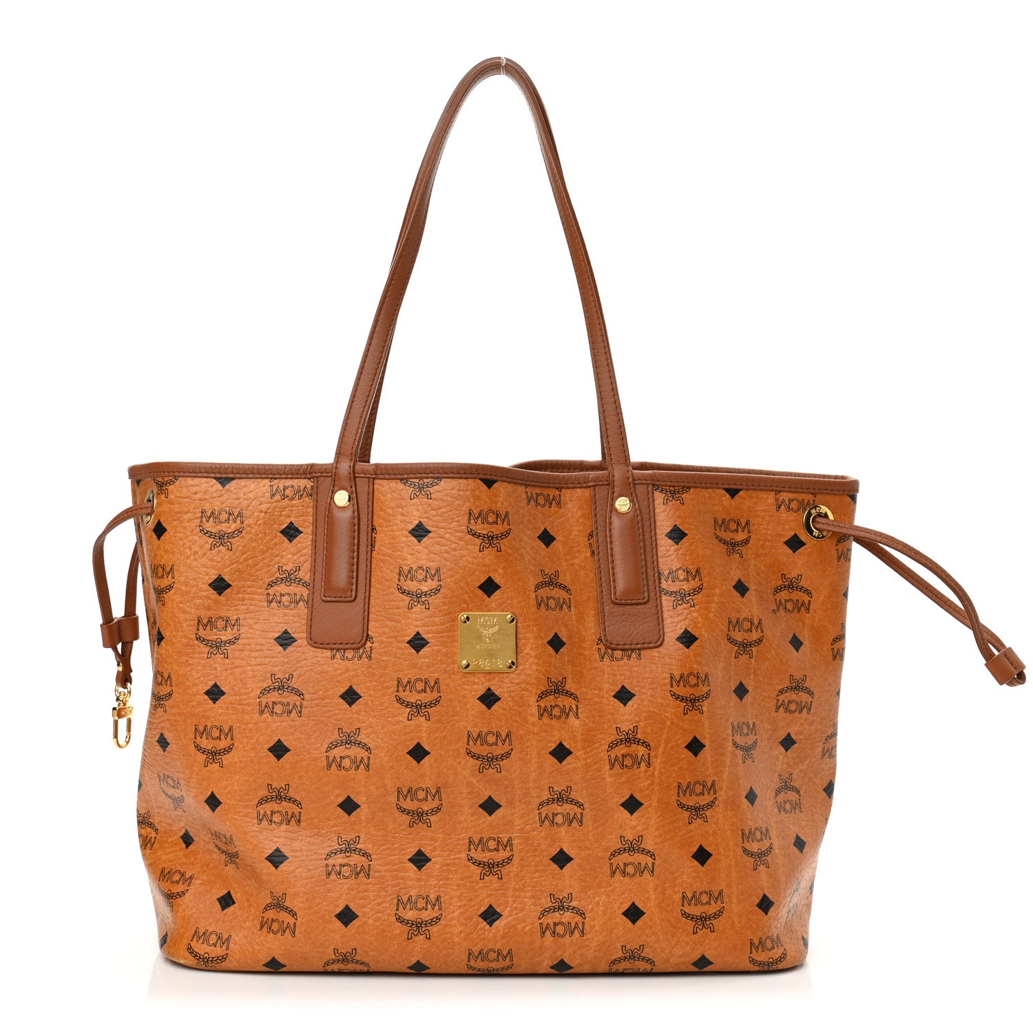 MCM Visetos Medium Reversible Shopping Tote Cognac Brown 4 of 17