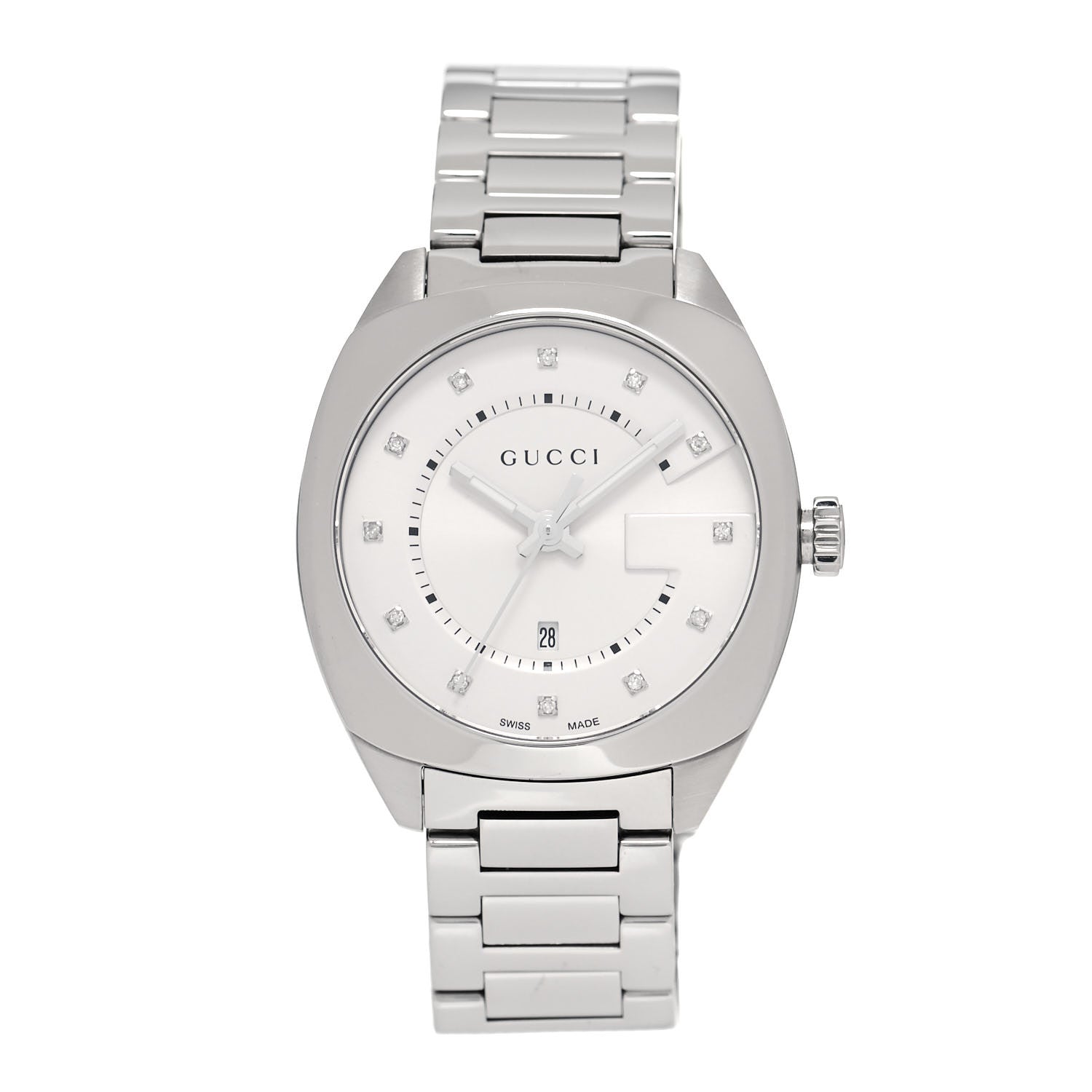 Gucci Stainless Steel Diamond 37mm G-Timeless Quartz Watch White 1 of 5