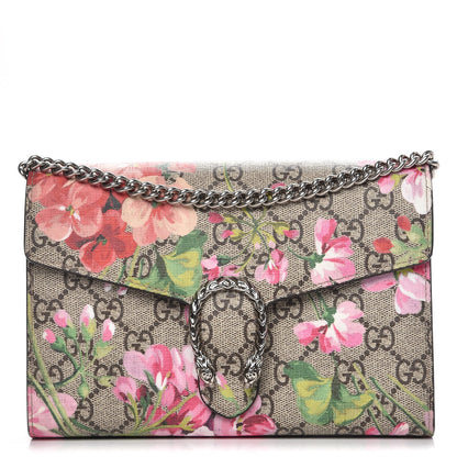 Gucci GG Supreme Monogram Blooms Mini Dionysus Chain Wallet Beige Multicolor Dry Rose 1 of 8