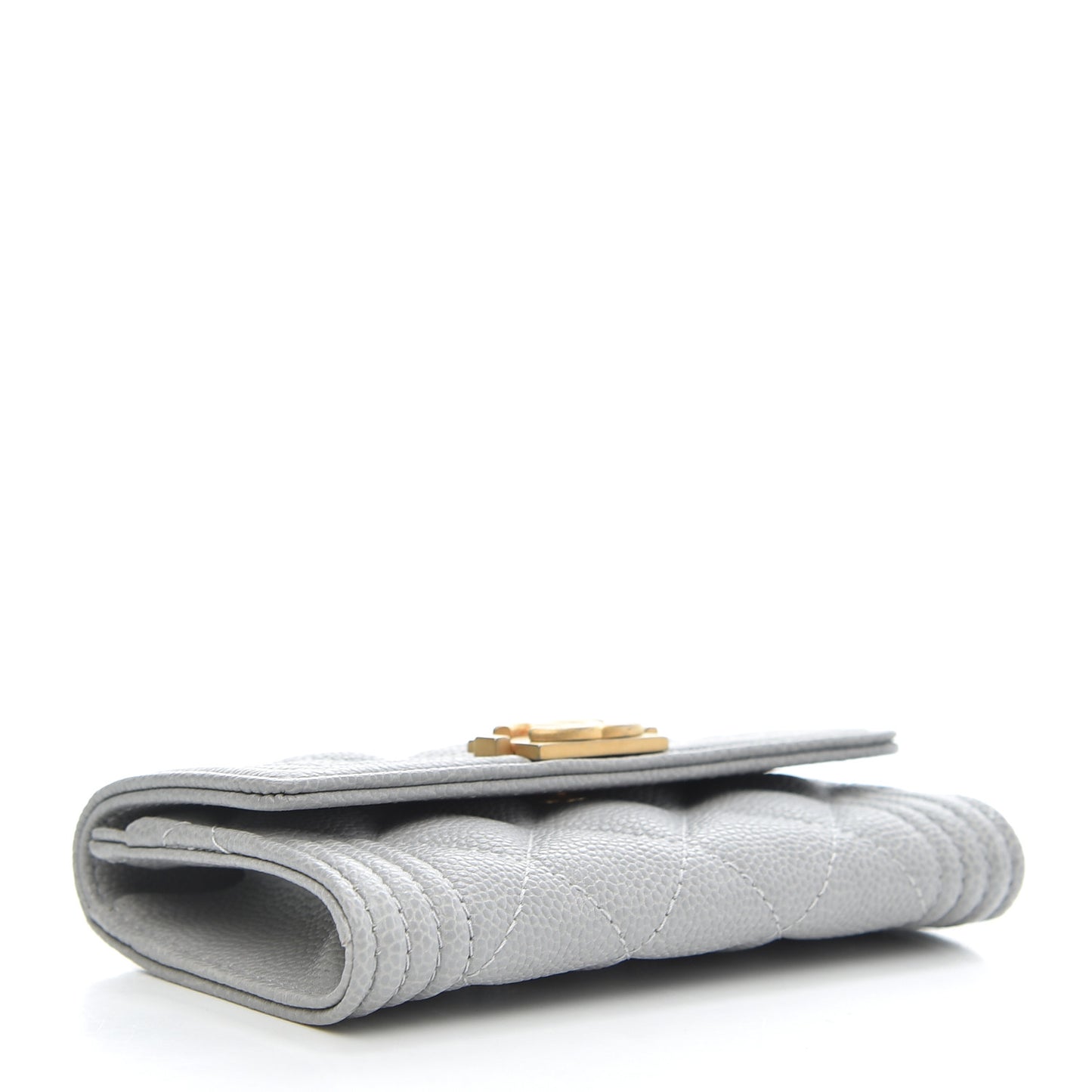 Caviar Quilted Boy Flap Card Holder Grey