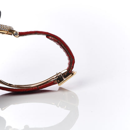 Cartier 18K Yellow Gold Alligator Diamond Bezel 20mm Diabolo Quartz Watch Red 5 of 10