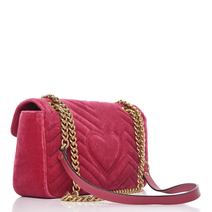Gucci Velvet Matelasse Small GG Marmont Shoulder Bag Light Raspberry Rose 3 of 12