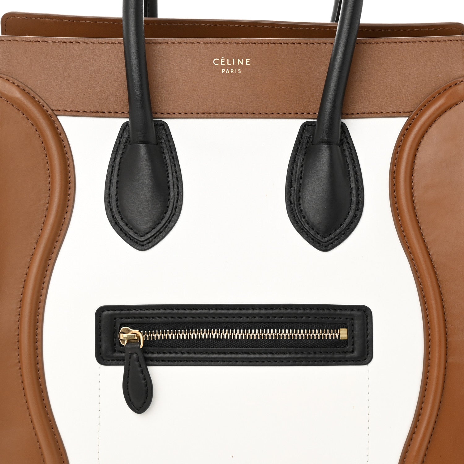 Celine Satin Calfskin Mini Tri-Color Luggage White Brown 7 of 13