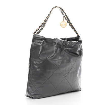 Chanel Shiny Calfskin Quilted Chanel 22 Dark Grey 4 of 10