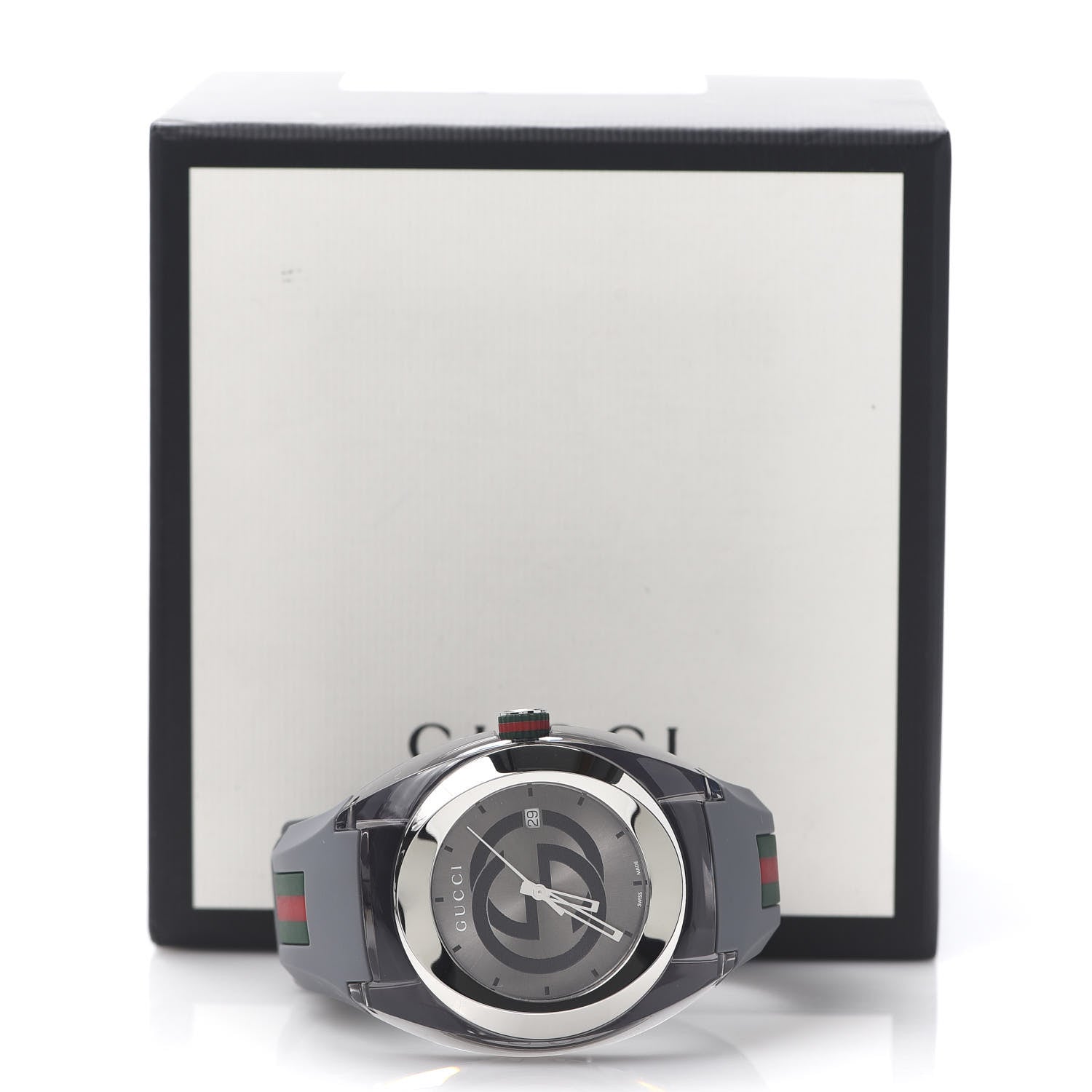 Gucci Stainless Steel Rubber 46mm Sync Web Quartz Watch Grey 6 of 6