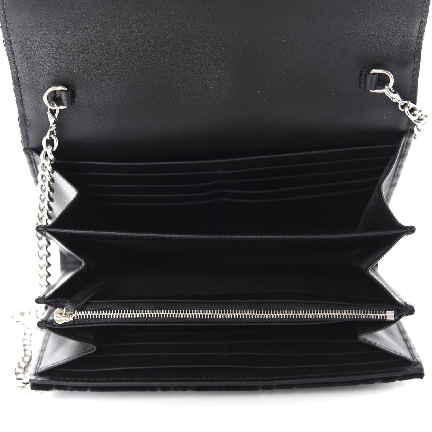 Gucci Velvet GG Monogram Mini Dionysus Chain Wallet Black 5 of 10