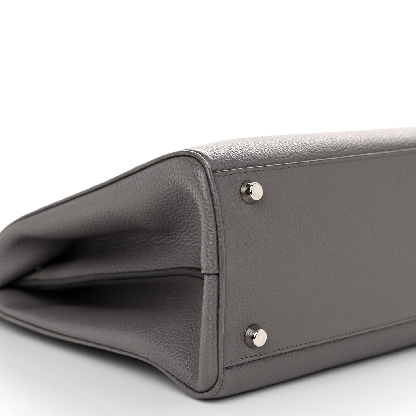 Grainy Calfskin Medium Zumi Top Handle Bag Dusty Grey