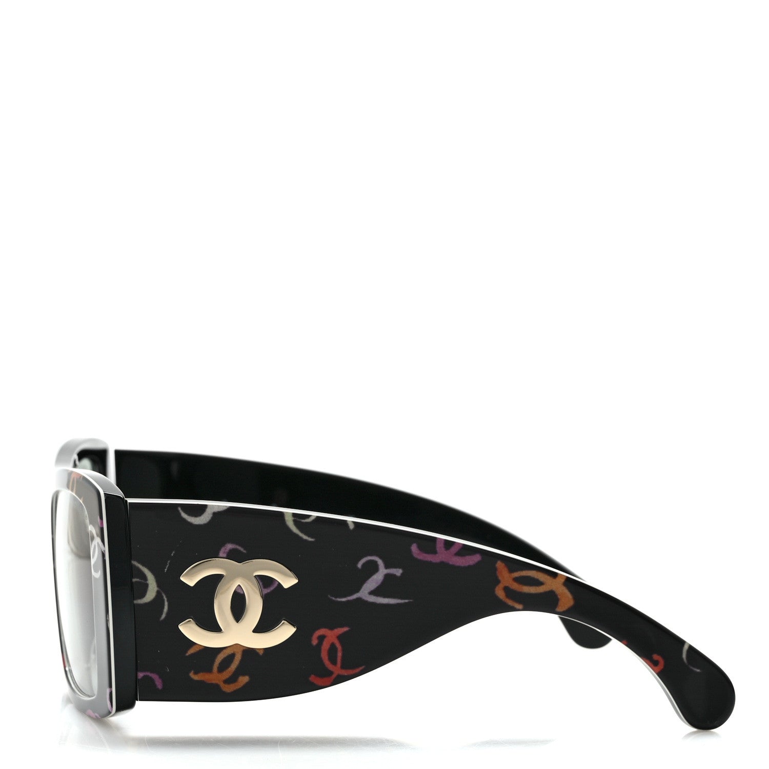 Chanel Acetate CC Logo Square Sunglasses 71628 Black Multicolor 3 of 8