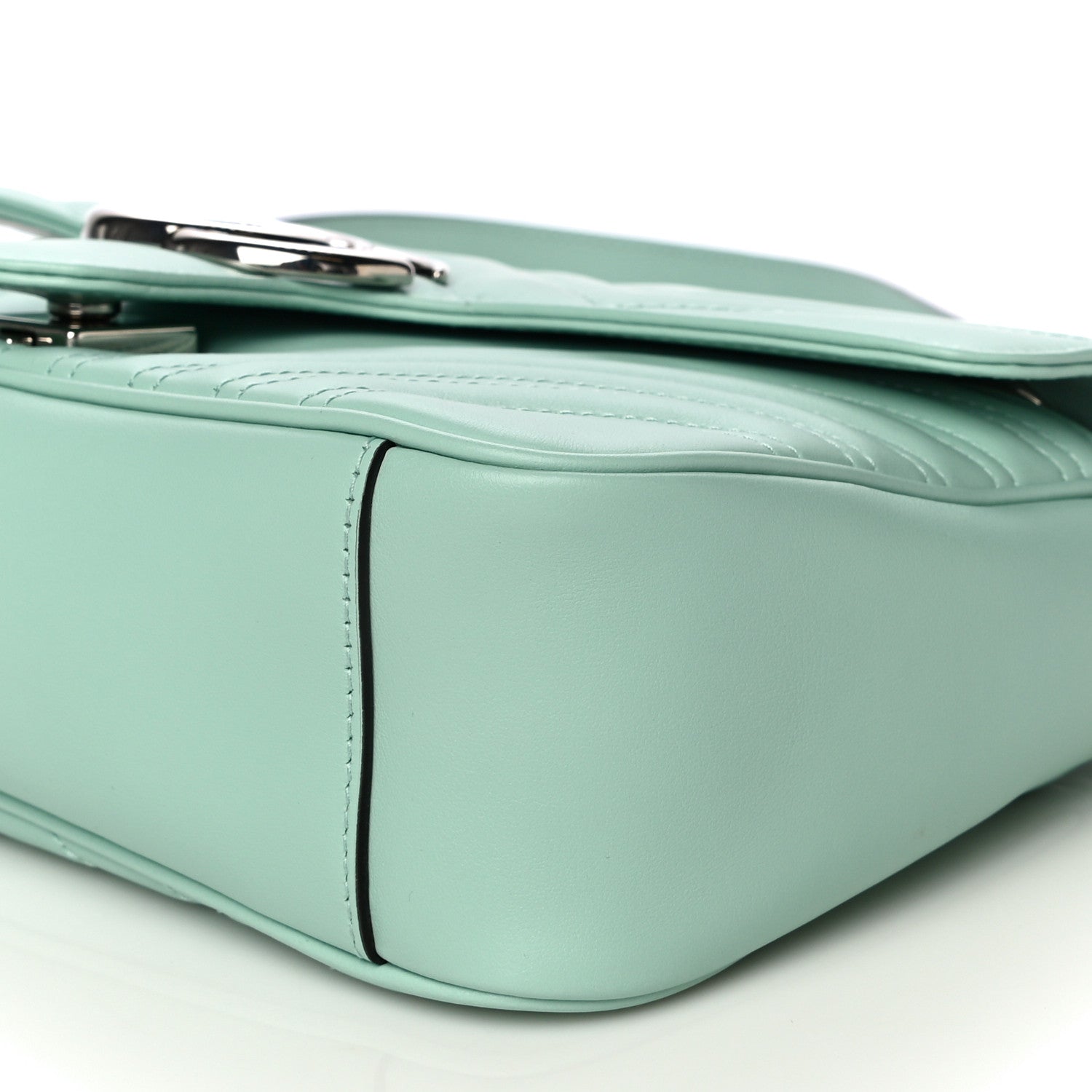 Gucci Calfskin Matelasse Small GG Marmont Shoulder Bag Water Green 6 of 15