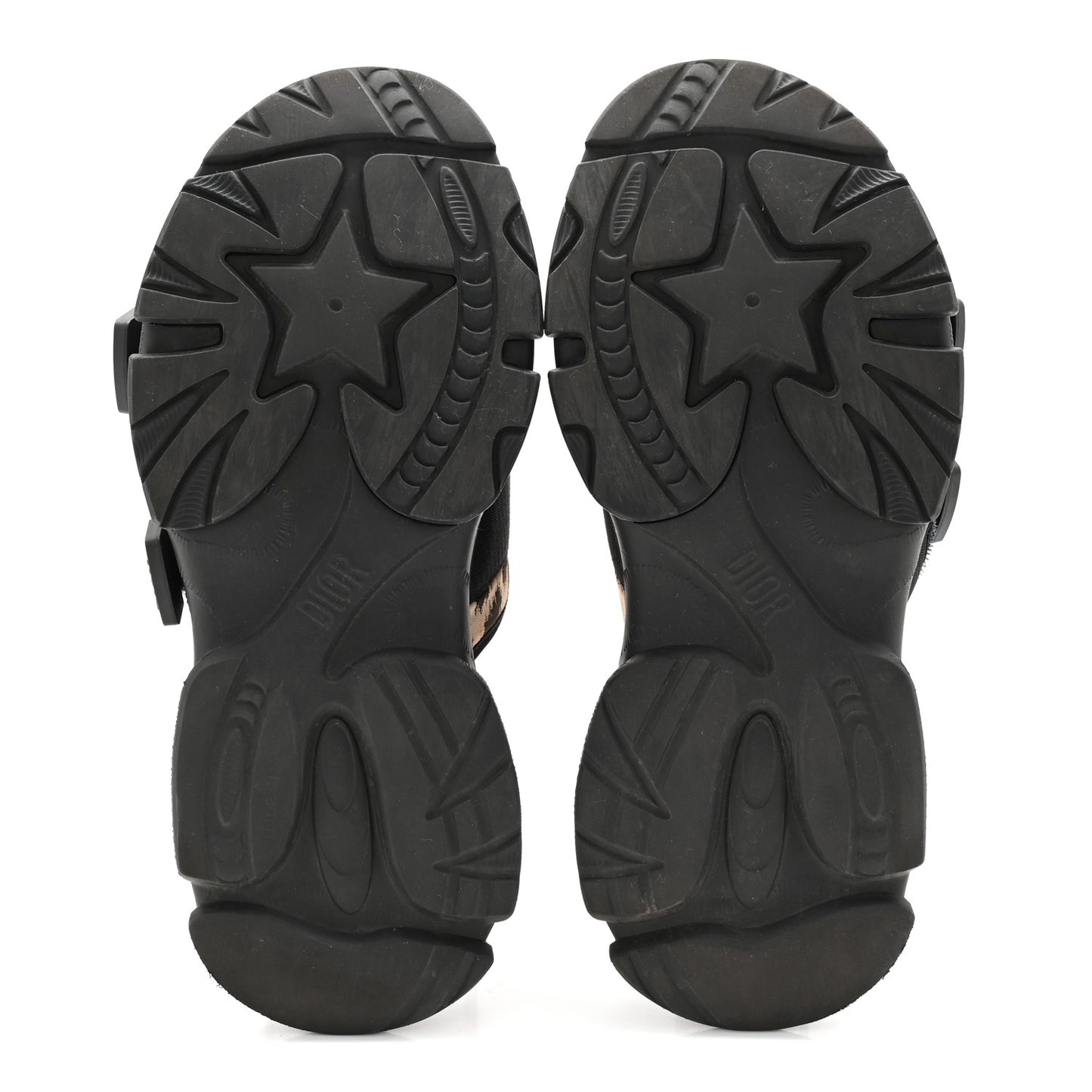 Technical Fabric Nylon Leopard Print D-Wander Slide Sandals 39 Black Brown