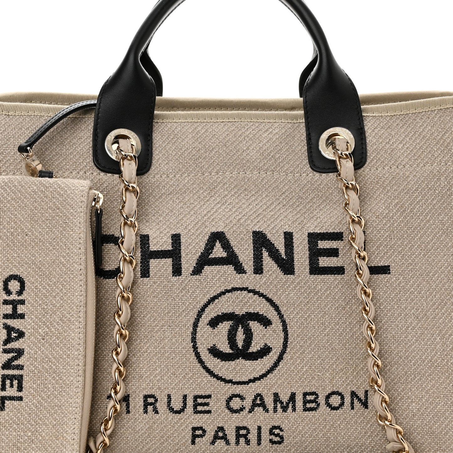 Mixed Fibers Medium Deauville Tote Beige Black
