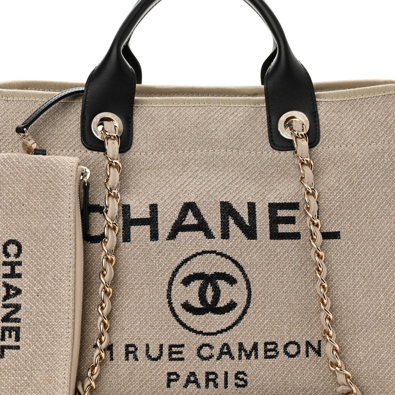 Chanel Mixed Fibers Medium Deauville Tote Beige Black 9 of 11