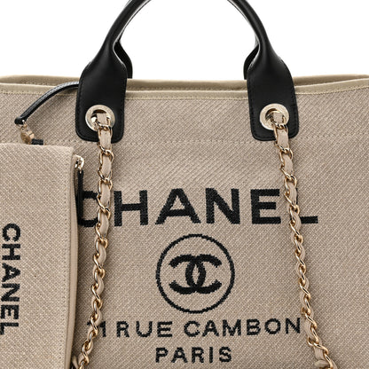 Chanel Mixed Fibers Medium Deauville Tote Beige Black 9 of 11
