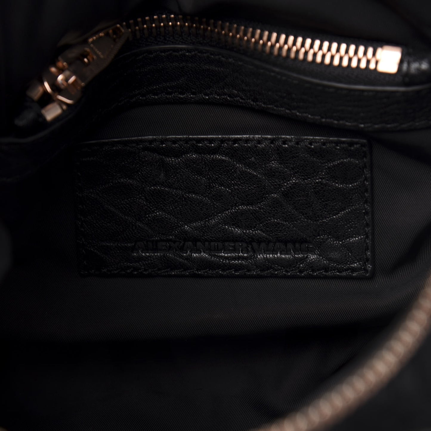 Pebbled Lambskin Mini Rockie Black Rose Gold Hardware