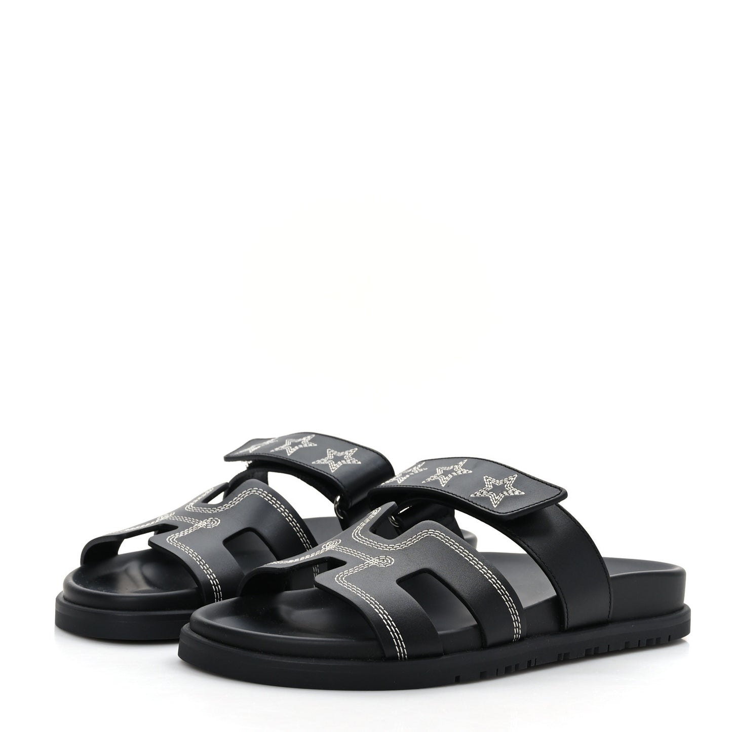 Calfskin Womens Embroidered Chypre Sandals 36.5 Black