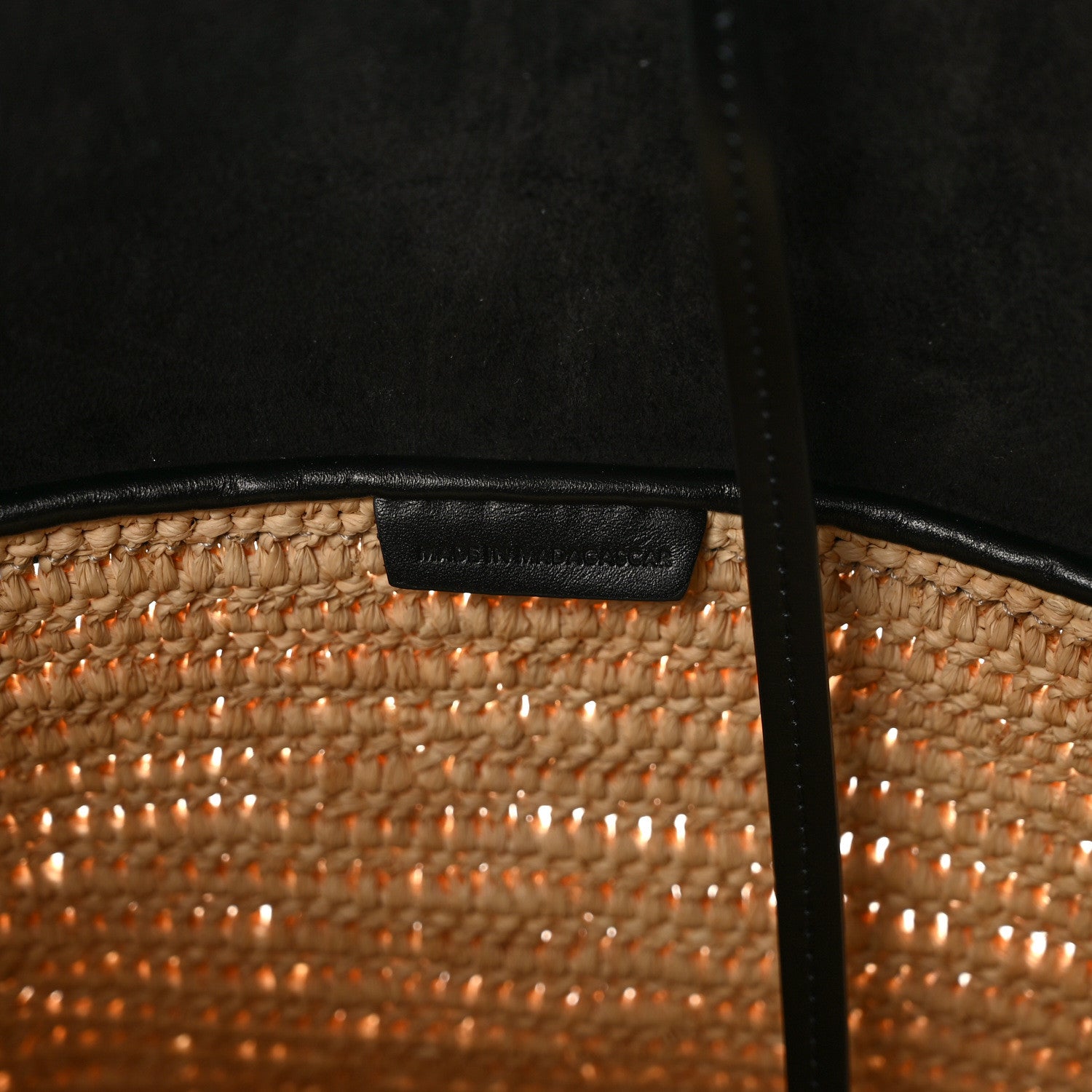 Celine Raffia Calfskin Basket Bag Natural Black 8 of 13