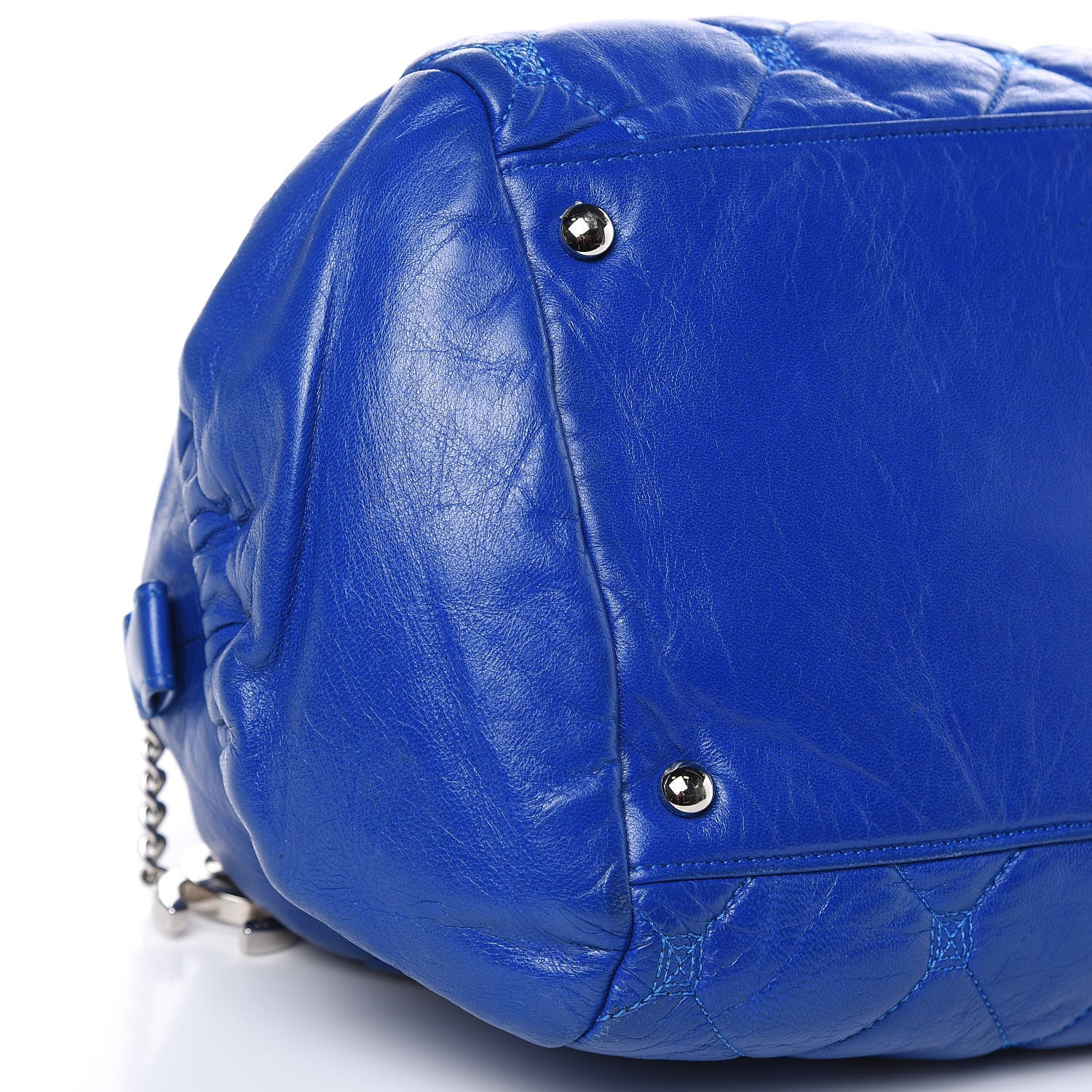 Chanel Lambskin Quilted Hidden Chain Bowler Blue 13 of 21