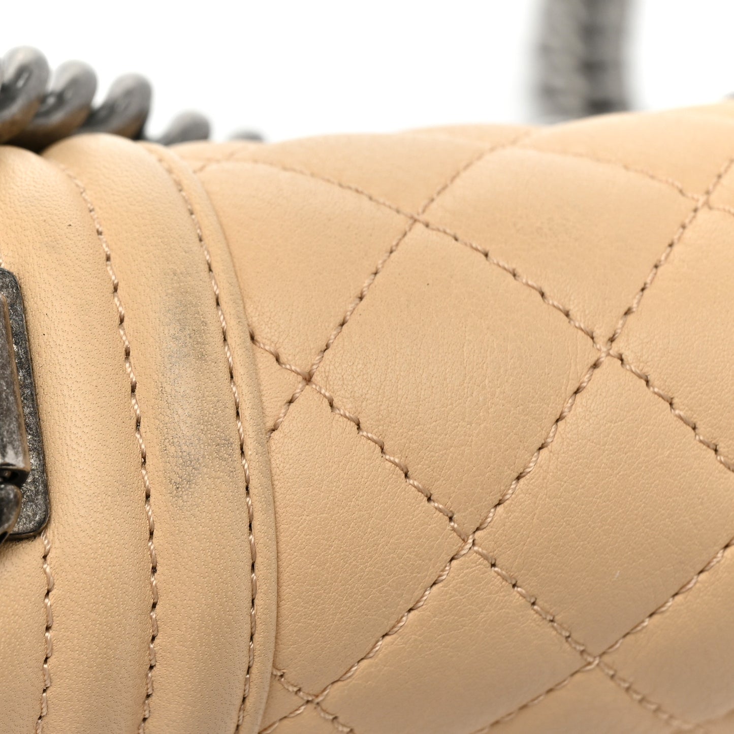 Calfskin Quilted Small Boy Flap Beige