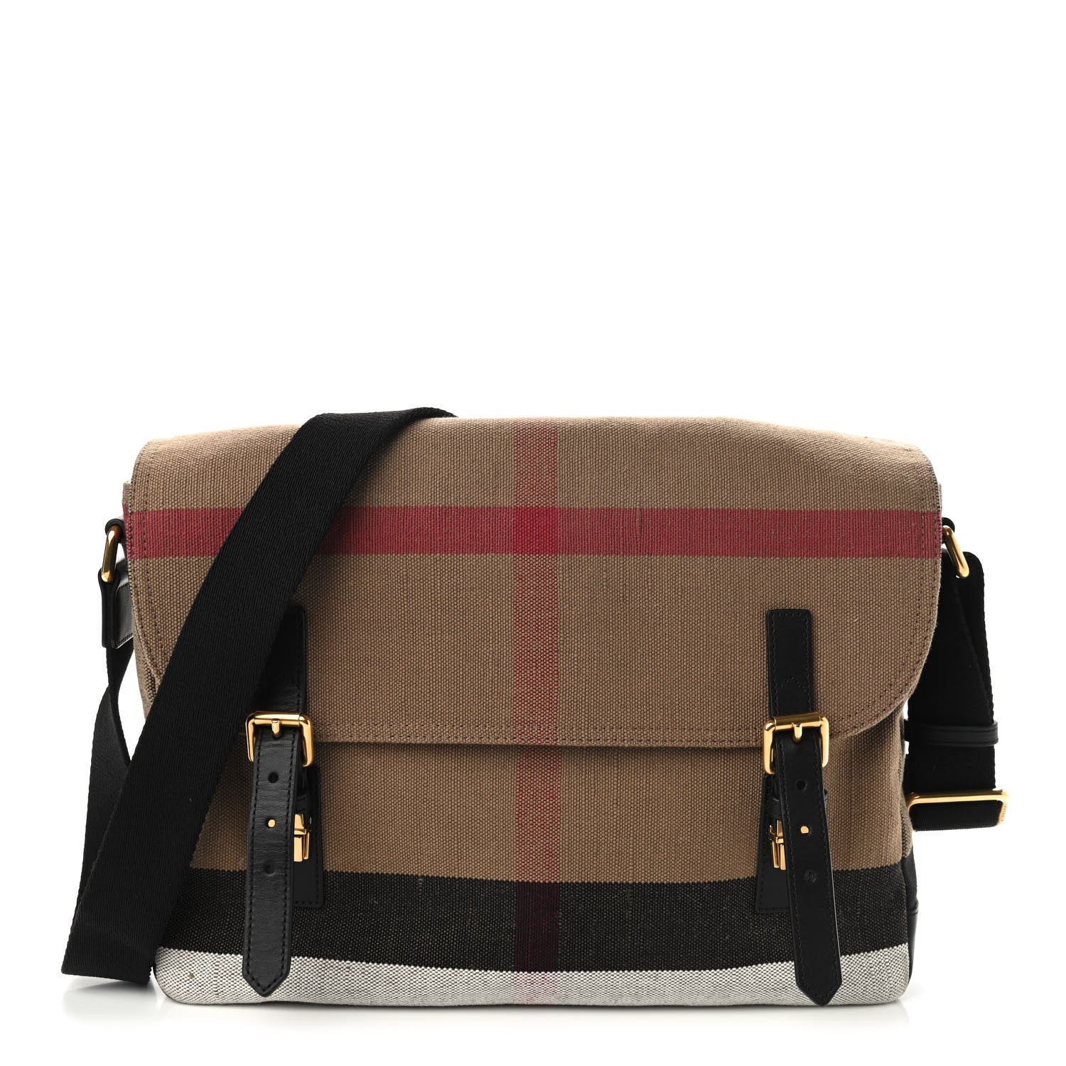Burberry Canvas Mega Check Large Baildon Messenger Bag Black 1 of 9