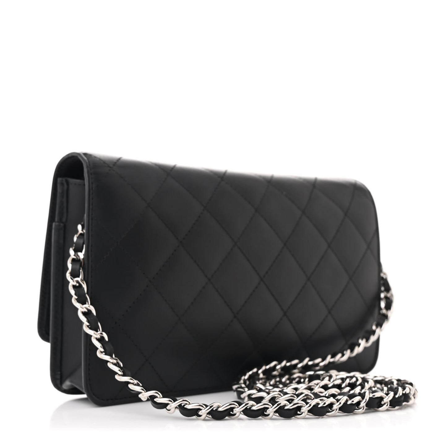 Calfskin Quilted Cambon Wallet on Chain WOC Black