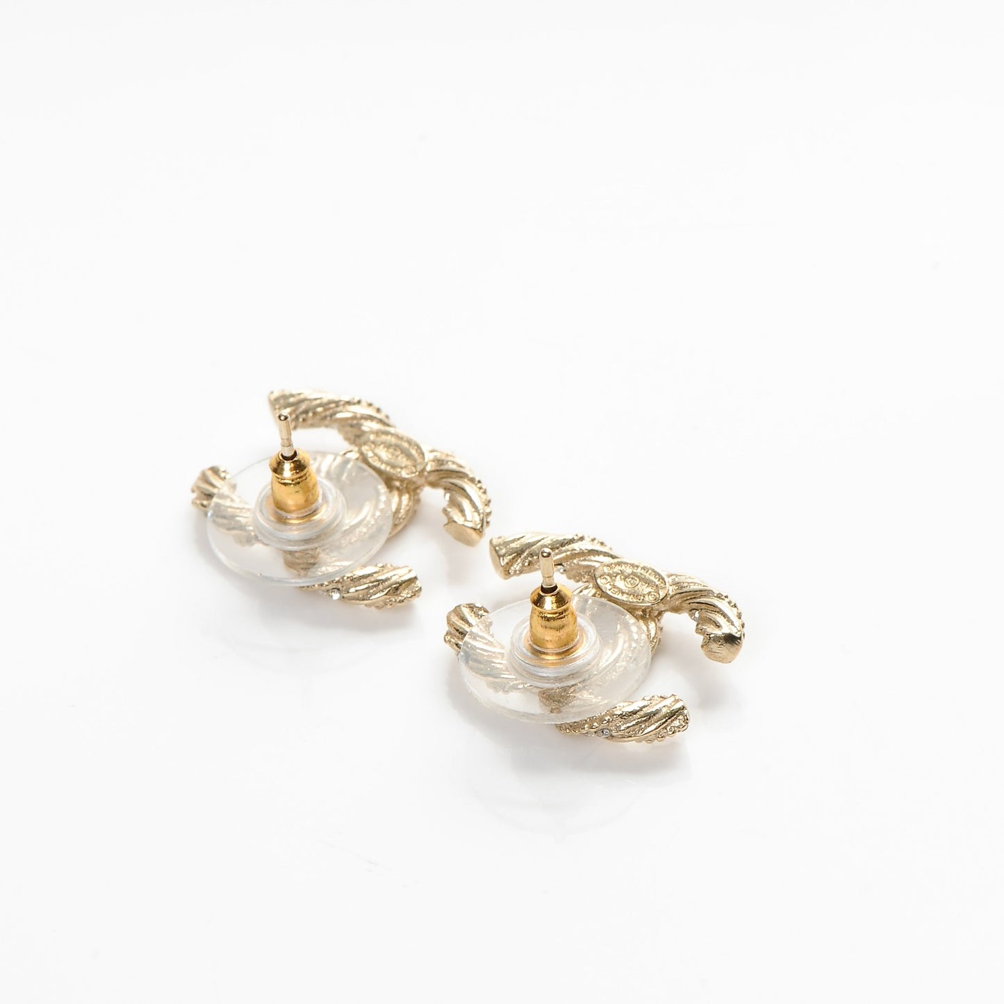 Crystal Twisted CC Earrings Gold