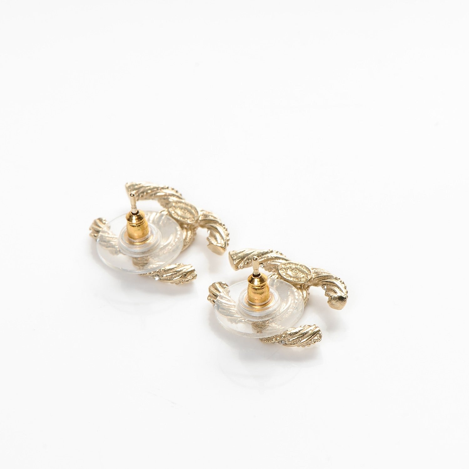 Chanel Crystal Twisted CC Earrings Gold 3 of 4