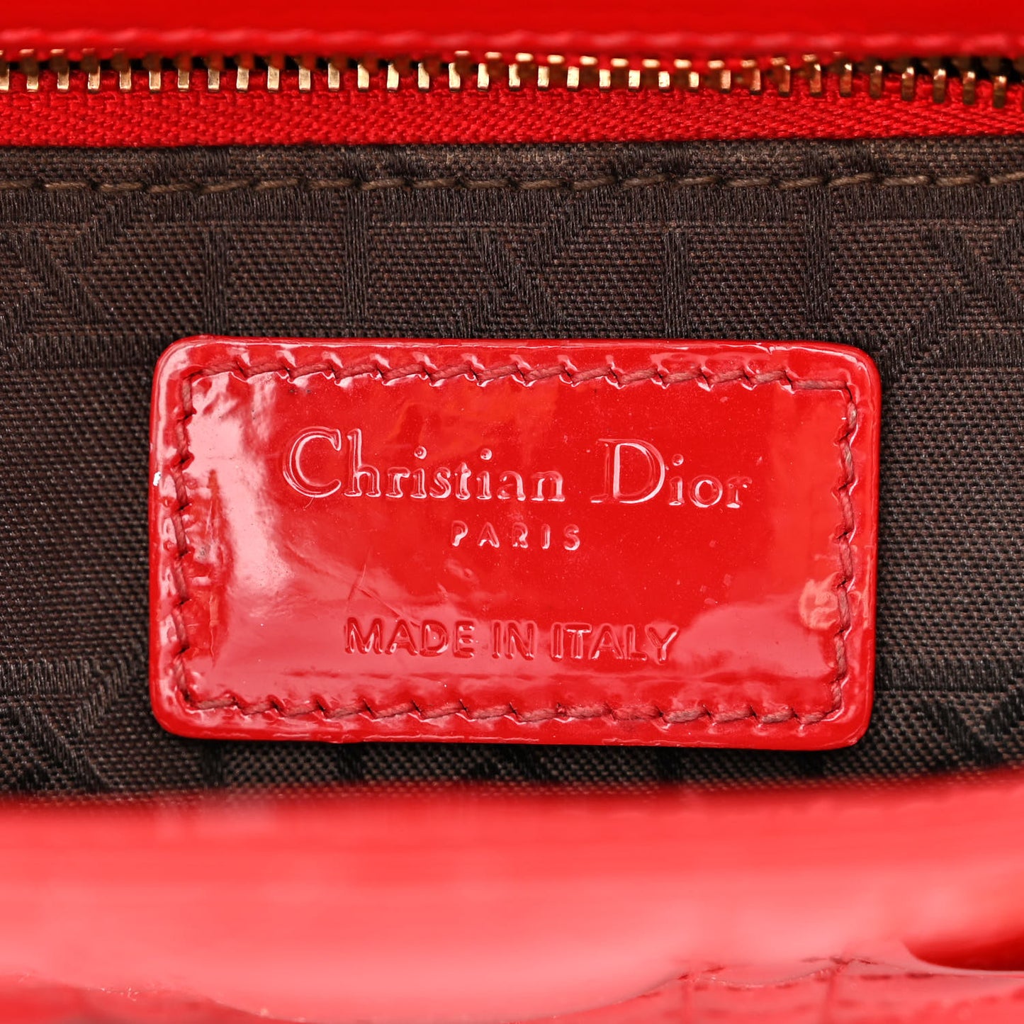 Patent Cannage Mini Lady Dior Red