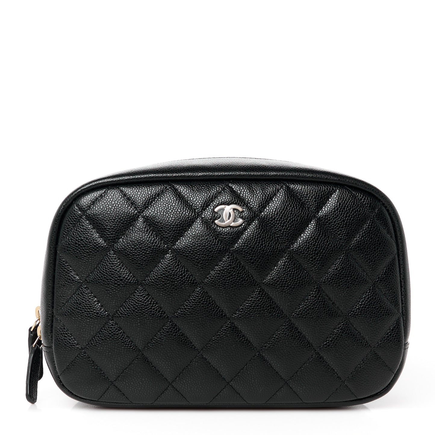 Caviar Quilted Medium Curvy Pouch Cosmetic Case Black