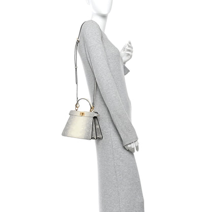 Fendi Lizard Togo Lucido Petite Peekaboo I SEE U Satchel Roccia 2 of 9