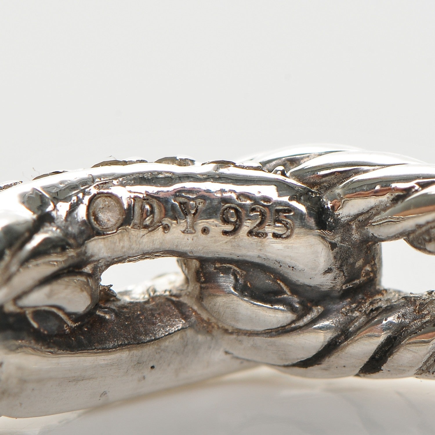 David Yurman Sterling Silver Diamond Petite Loop Ring 53.5 6.75 4 of 4
