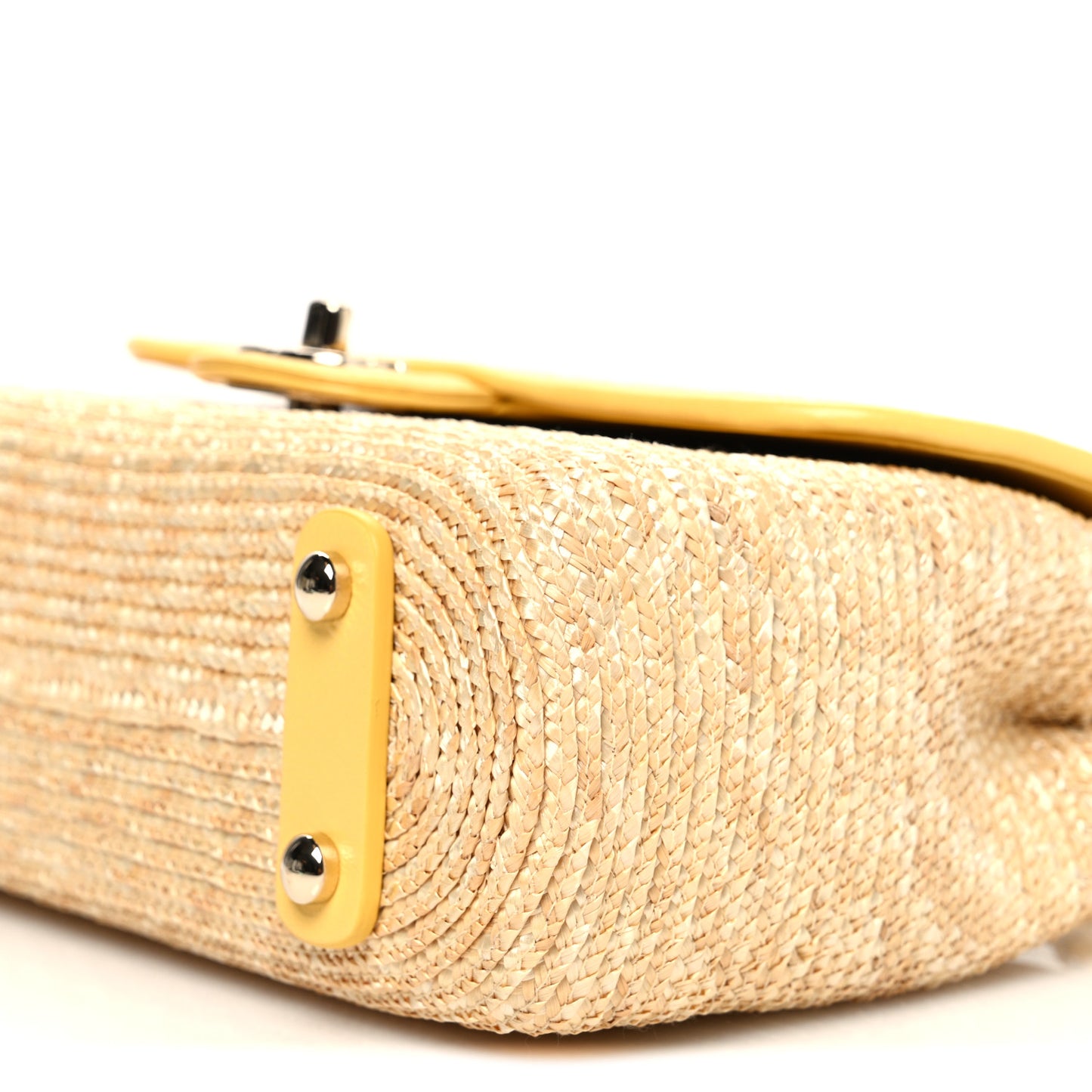 Raffia Lambskin Small Flap Bag Beige Yellow