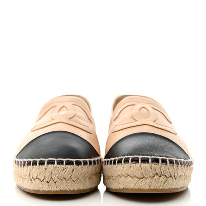 Chanel Lambskin CC Espadrilles 38 Beige Black 2 of 9