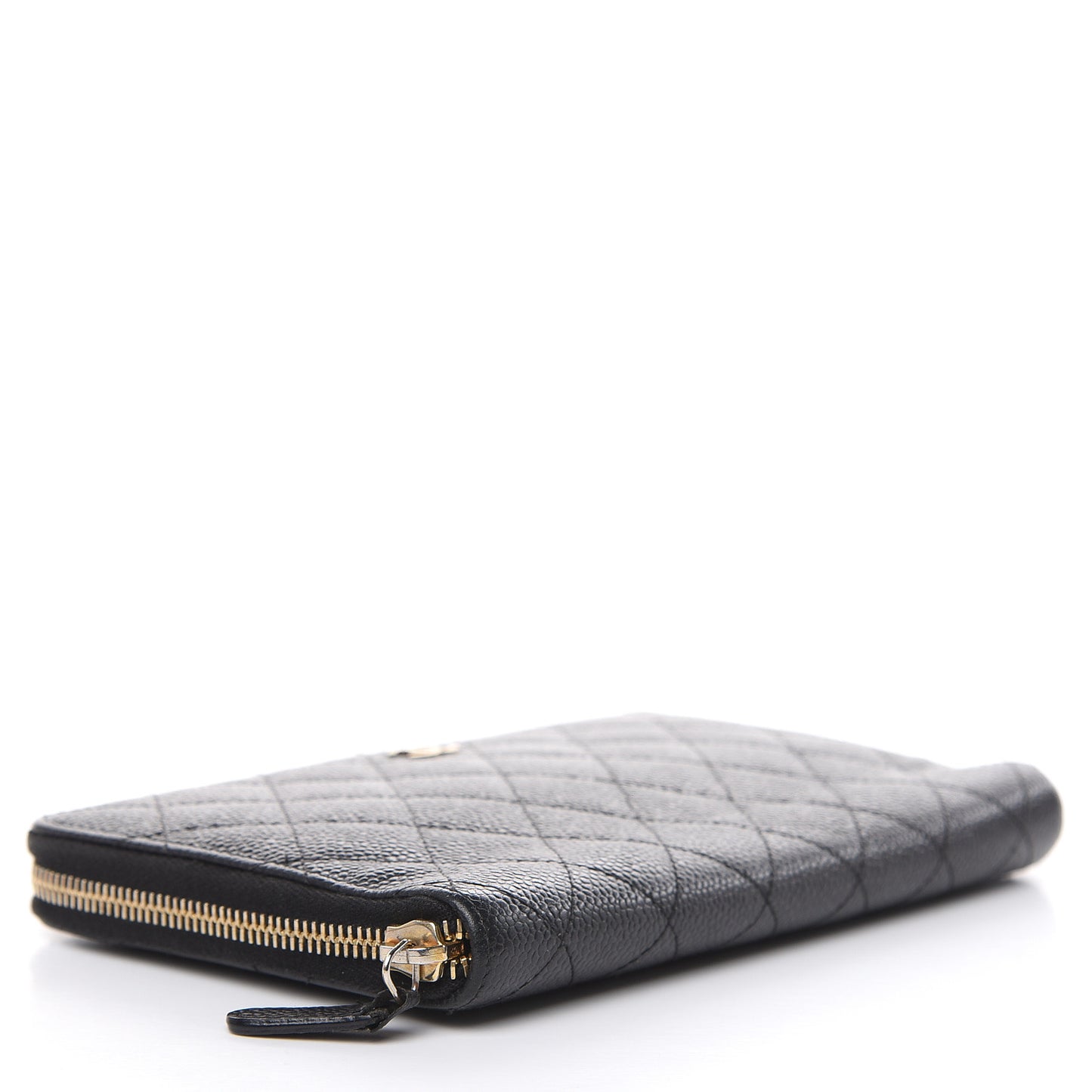 Caviar Quilted Large Zip Around Organizer Wallet Black