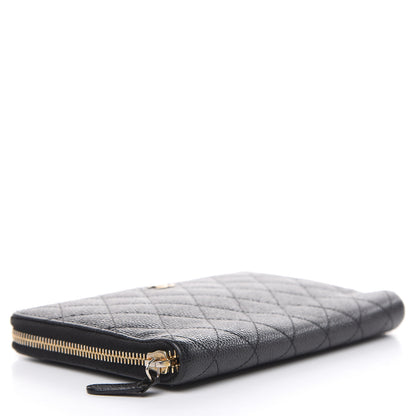Chanel Caviar Quilted Large Zip Around Organizer Wallet Black 4 of 11