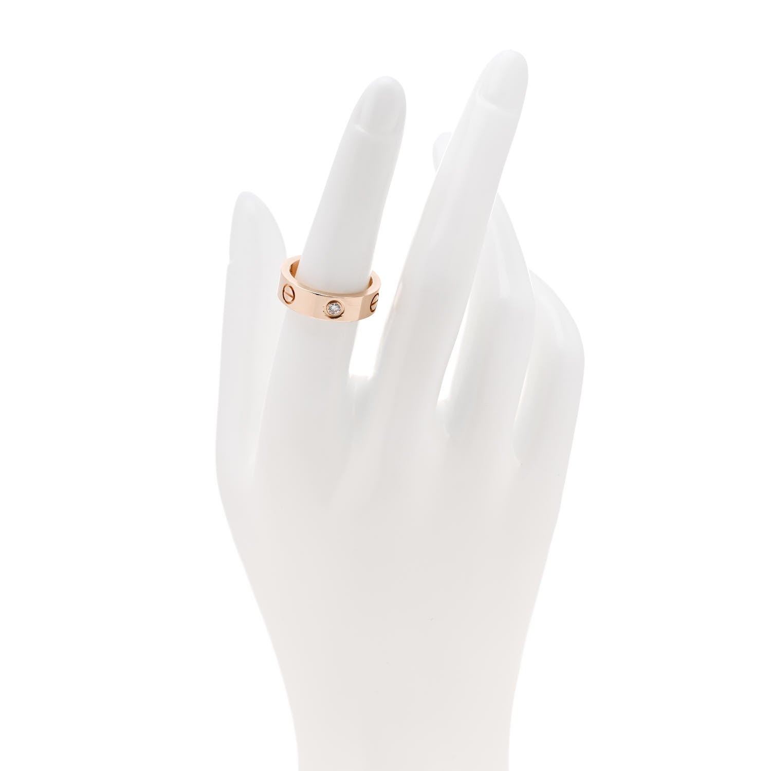 Cartier 18K Pink Gold 3 Diamond 5.5mm LOVE Ring 53 6.5 2 of 5