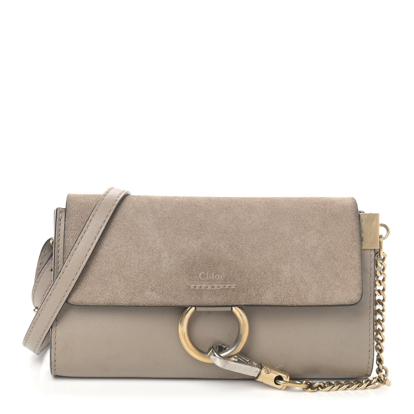 Suede Calfskin Mini Faye Shoulder Bag Motty Grey